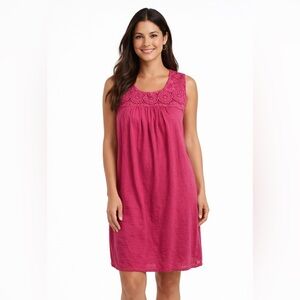 Falls Creek Pink Dress Crochet‎ Neck Sleeveless Casual Summer S